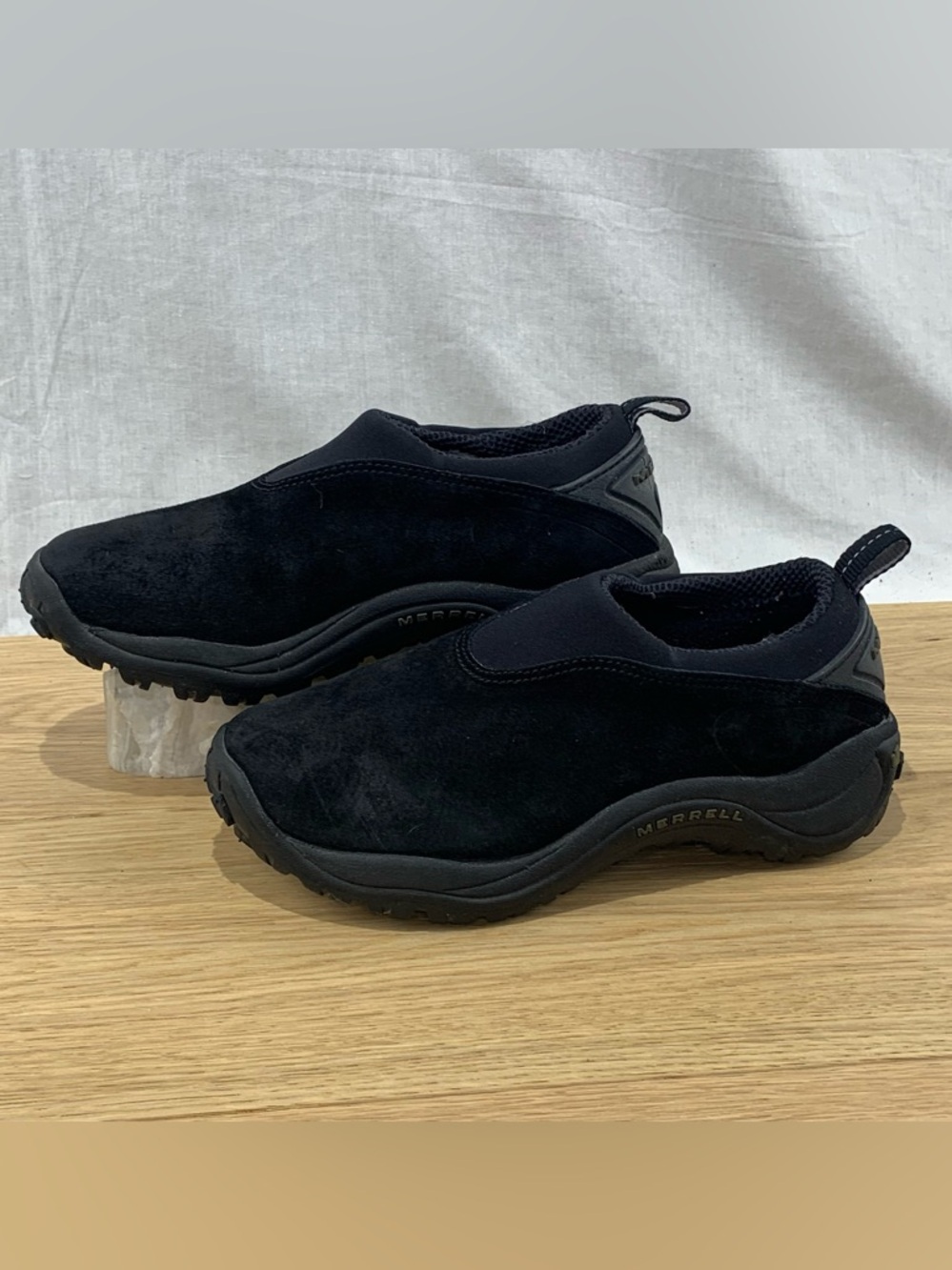Merrell Black Slip-On Suede Trail Sneakers